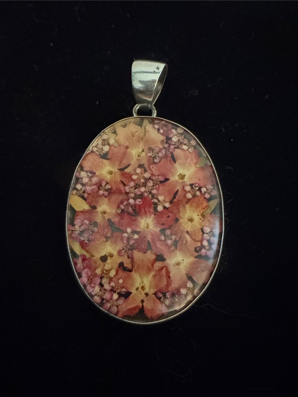 Charles Albert Oval Floral Resin Pendant Necklace - Pink & Yellow